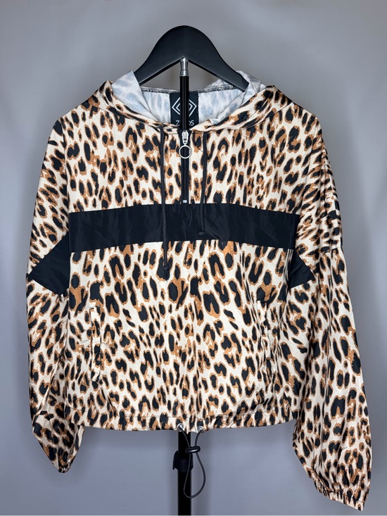 ZELOS Jackets & Blazers - ZELOS Leopard Print Windbreaker